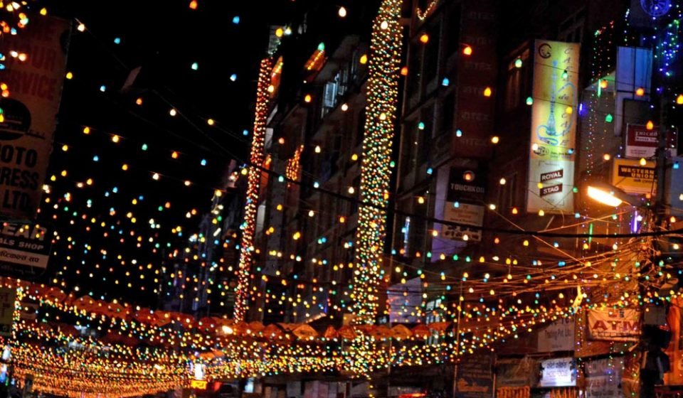 Streets of KAthmandu Illuminated During Tihar Festival