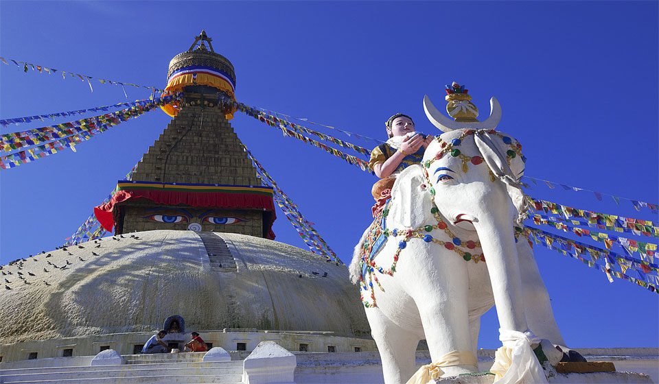 Boudhanath Stupa in Kathmandu is one of the best places to visit in Nepal