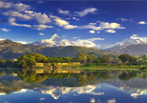 Mountain views from Pokhara lakeside