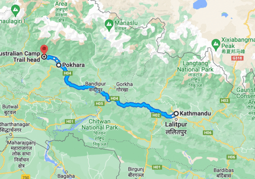 Map of Nepal Adventure package